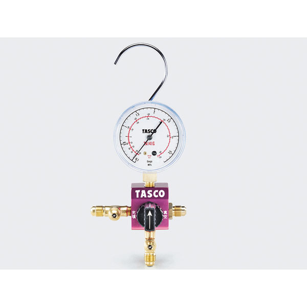 【冷房装置市2026】TASCO タスコ どんぶり鉢弁膜式シングルゲージマニホールドキット STA123C-1