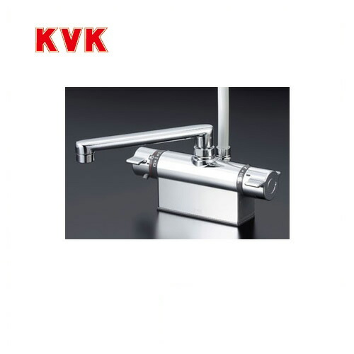 [KF801T] KVK 浴室水栓 シャワー水栓 サーモスタットシャワー金具 デッキ形（台付き） 取付ピッチ100mm 逆止弁 快適節水シャワー 取付穴径（mm）：φ22～φ24 蛇口 【送料無料】 デッキタイプ おしゃれ