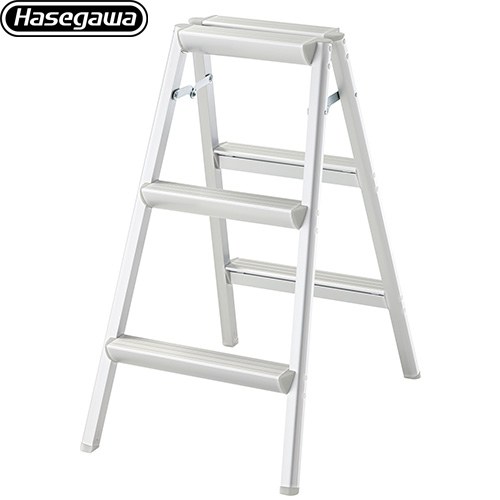 [SE-8a] 長谷川産業 掛けはしご・脚立 踏台 SE 3段 最大限度当て嵌める質量：100kg 足取り幅70粍 しろがね色 【貨物輸送無料】【直送 代引・週末祝送りとどける・第四次元特定化 不可】