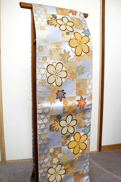 袋帯　全通　紅葉 桜 市松模様　150-7127jpx｜着物と寝具専門店【久五郎】