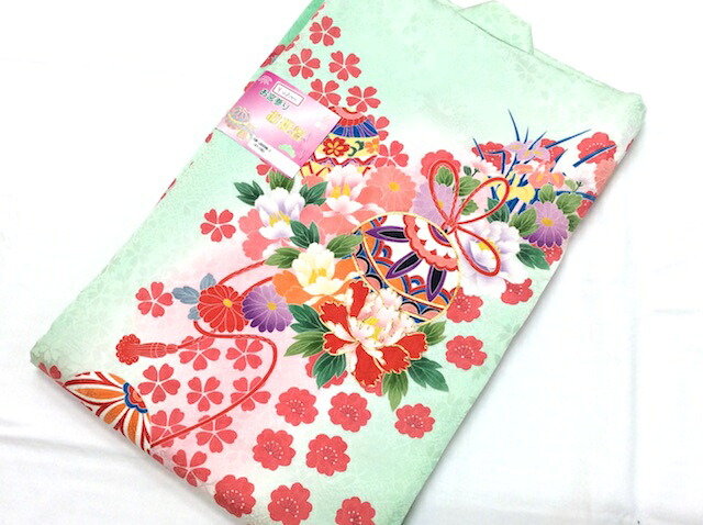 女の子初着 正絹 一つ身 お祝着 薄緑ボカシ 鞠桜 1gk-j0009b-1｜着物と寝具専門店【久五郎】 31,200円