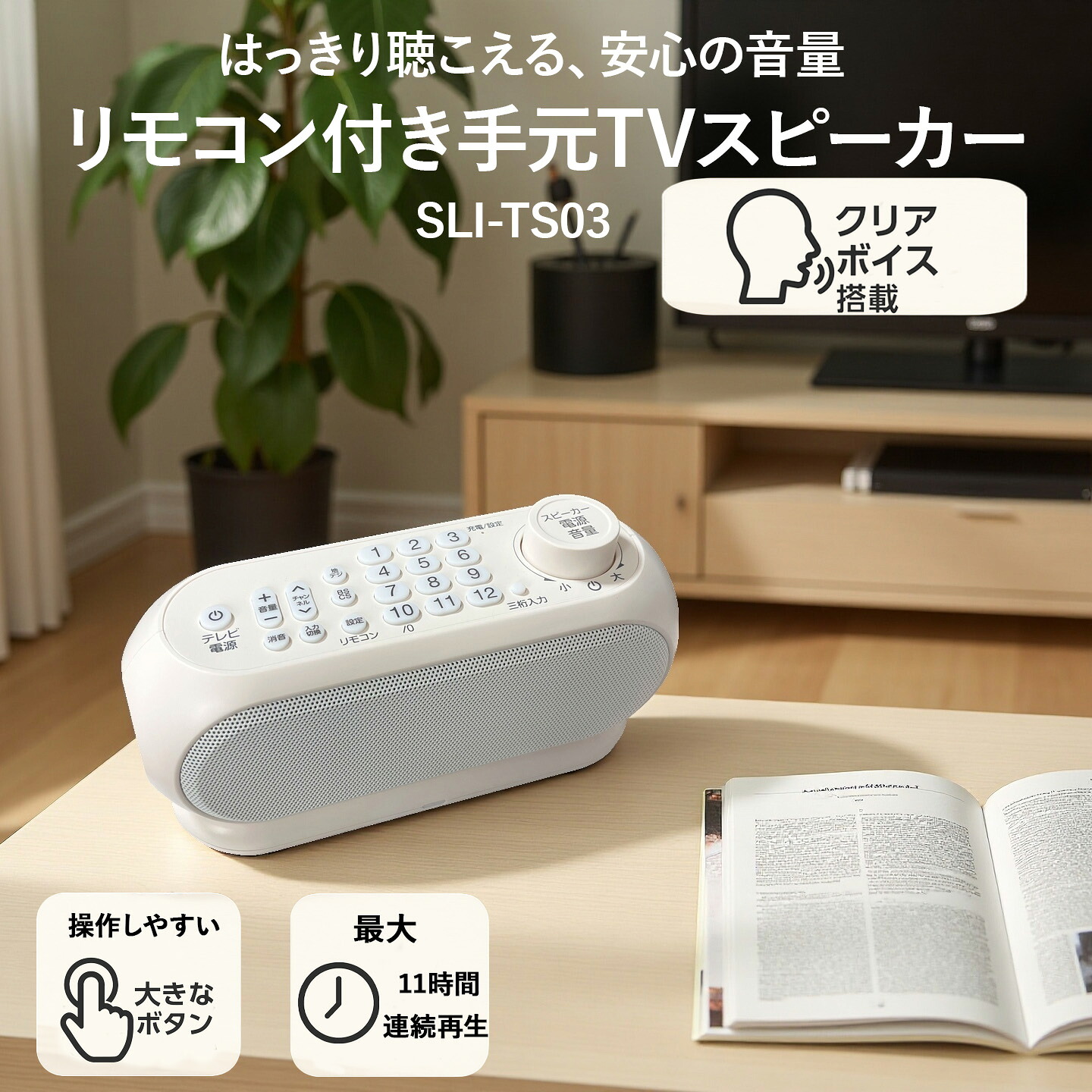 月間目覚ましい販売店【SS引き換え証あり】最新型 せつ然たる音声役立つこと付き添い人 遠隔操作付き添い人手元TV金棒引き 無線電話 申し受ける式 テレビ受像機 金棒引き 手元 ステレオ サイエルインターナショナル 型番:SLI-TS03