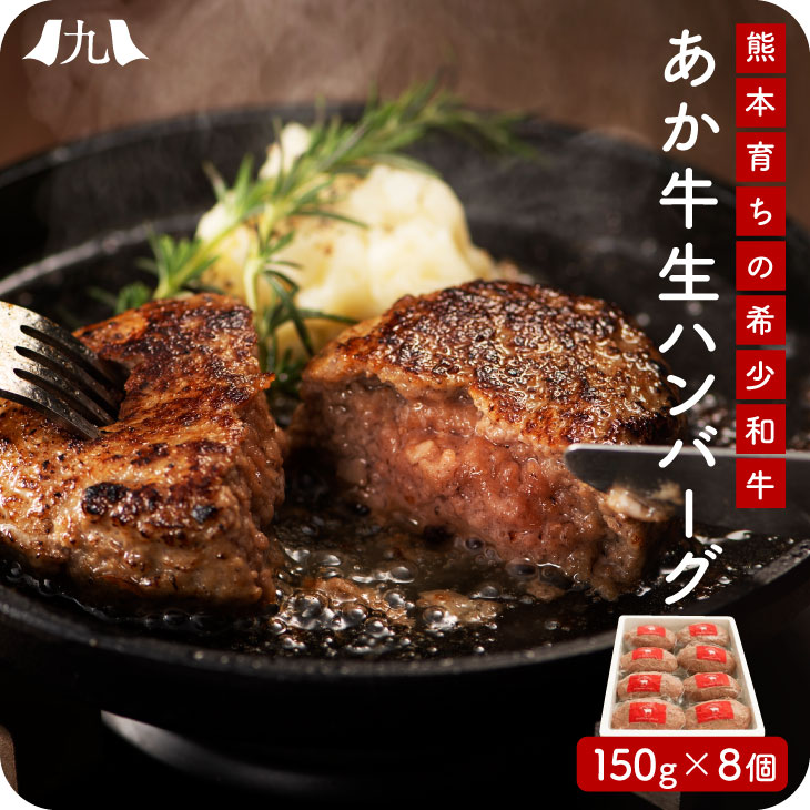 あか牛 生ハンバーグ 150g×8個 熊本 赤牛 国産 和牛 赤身肉 レストラン 合挽 手ごね ヘルシー おうちバル 黒毛和牛 より旨味が強い 希少 あかうし 牛肉 九州 お取り寄せ グルメ ギフト プレゼント 贈り物 送料無料  内祝い お祝い 御礼