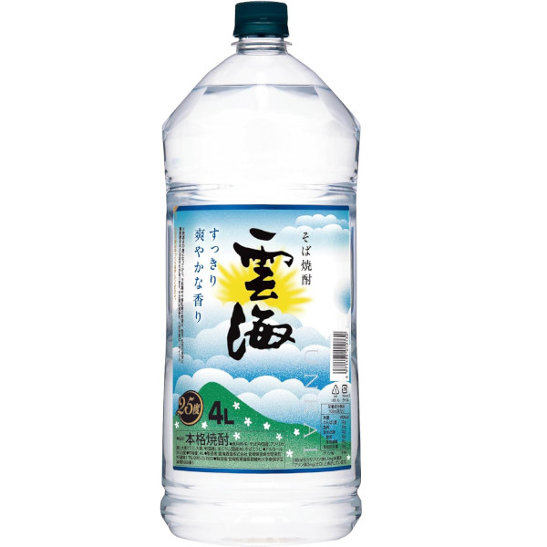 本格そば焼酎　雲海25度4000mlペット１ケース（4本入）雲海酒造｜九州酒問屋オンライン　店