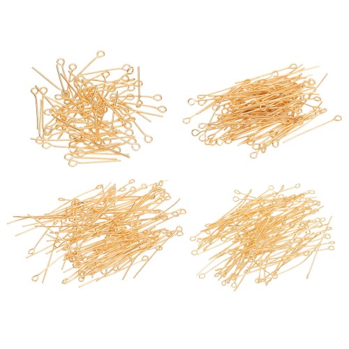 PATIKIL 20mm/30mm/40mm/50mm 9ピン qピン 丸ピン 600本 ステンレスピン ニードルアイピン 宝石作り イヤリング ネックレス ブレスレット用 レッド ライト金色画像