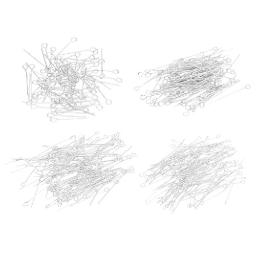 PATIKIL 20mm/30mm/40mm/50mm 9ピン qピン 丸ピン 600本 ステンレスピン ニードルアイピン 宝石作り イヤリング ネックレス ブレスレット用 レッド シルバートーン画像