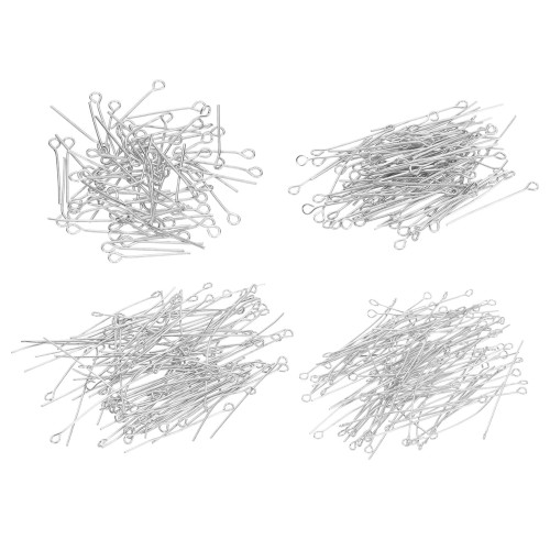 PATIKIL 20mm/30mm/40mm/50mm 9ピン qピン 丸ピン 600本 ステンレスピン ニードルアイピン 宝石作り イヤリング ネックレス ブレスレット用 レッド ロジウムカラー画像