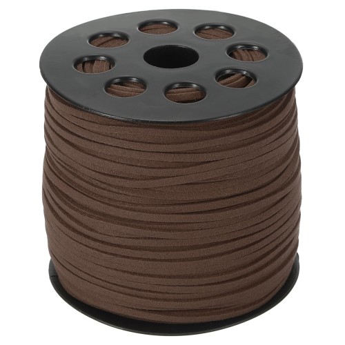 PATIKIL 2.5mm 98ヤード スエードレザーコード ネックレスブレスレットビーズジュエリーメイキング用 ロールスプール付きフラットレザーストリング ダークカレー画像