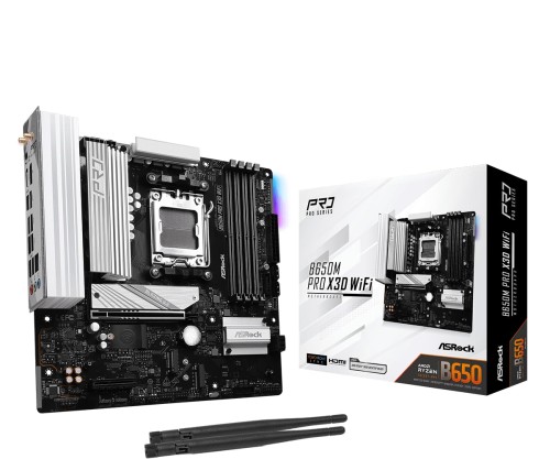 ASRock お母さんゲーム盤 B650M Pro X3D 無線LAN AMD Ryzen 9000, 8000, 7000 つづき物 中央処理装置相応う (Soket AM5) B650 Micro ATX お母さんゲーム盤 国内