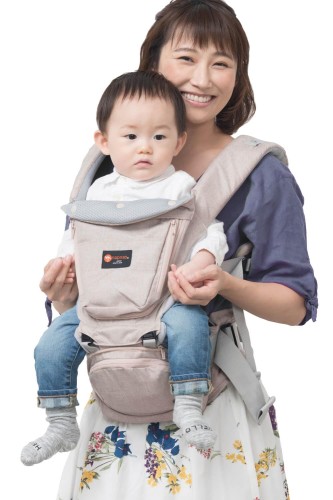 napnap（ナップナップ） ヒップシート 折りたたみ 20kg ダブルショルダー 抱っこ おんぶ 暑さ対策 熱中症対策 通気性 メッシュ切り替え ベビーキャリー Tran（トラン） シープベージュ