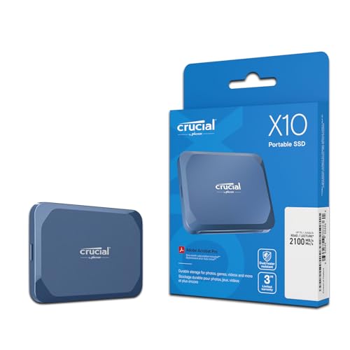 Crucial(クルーシャル) X10 外付け SSD 1TB USB3.2/Type-C iPhone15シリーズ動作確認済 最大読込速度2100MB/秒 正規保証品 Mylioモデル CT1000X10SSD9-02