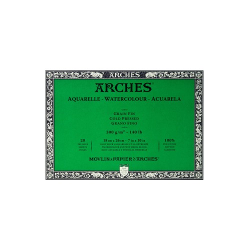 Arches アルシュ 水彩紙 ブロック 300g細目18X26 20枚 18x26cm 1795058｜ケーズショップ
