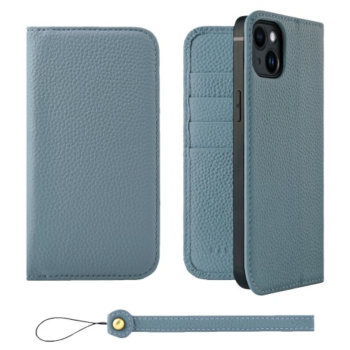 HANATORA for iPhone 14Plus ケース 手帳型 本革 スマホケース スマホ スタンド ストラップ 付き シュリンクカーフレザー ベルトなし マグネットなし ブルーグレー H0XA-14Plus-BlueGray ギフト 誕生日 女性 男性 彼女 お母さん お父さん 人気商品 30代 40代 50代 60代 70代｜ケーズショップ