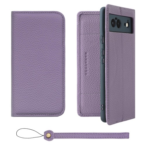 HANATORA for Google Pixel 6 ケース 手帳型 本革 スマホケース スマホ スタンド ストラップ 付き シュリンクカーフレザー ベルトなし マグネットなし パープル H0XA-GP6-Purple ギフト 誕生日 女性 男性 彼女 お母さん お父さん 人気商品 30代 40代 50代 60代 70代