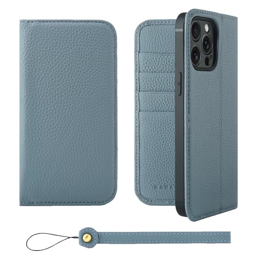 HANATORA for iPhone 15ProMax ケース 手帳型 本革 スマホケース スマホ スタンド ストラップ 付き シュリンクカーフレザー ベルトなし マグネットなし ブルーグレー H0XA-15ProMax-BlueGray ギフト 誕生日 女性 男性 彼女 お母さん お父さん 人気商品 30代 40代 50代 60代 7|ケーズショップ