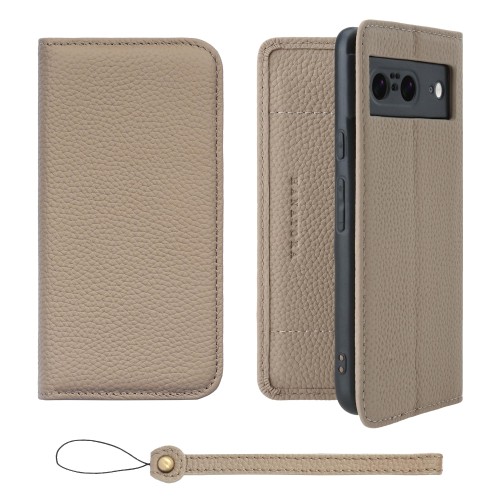 HANATORA for Google Pixel 8 ケース 手帳型 本革 スマホケース スマホ スタンド ストラップ 付き シュリンクカーフレザー ベルトなし マグネットなし グレージュ H0XA-GP8-Grege ギフト 誕生日 女性 男性 彼女 お母さん お父さん 人気商品 30代 40代 50代 60代 70代