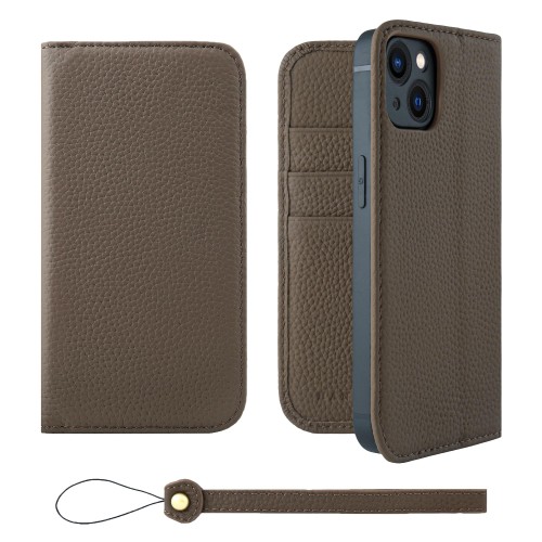 HANATORA for iPhone 13 ケース 手帳型 本革 スマホケース スマホ スタンド ストラップ 付き シュリンクカーフレザー ベルトなし マグネットなし トープ H0XA-13-Taupe ギフト 誕生日 女性 男性 彼女 お母さん お父さん 人気商品 30代 40代 50代 60代 70代 7,659円