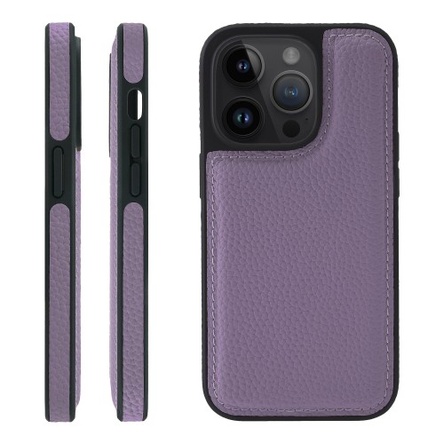 HANATORA for iPhone 15Pro ケース 本革 耐衝撃 バンパー型 スマホケース スマホ 側面本革 シュリンクレザー ギフト パープル WPG-15Pro-Purple