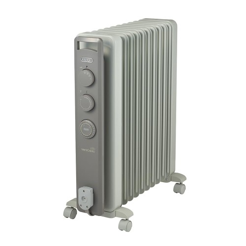 DeLonghi (デロンギ) オイルヒーター ヴェルティカルド RHJ21F1015-LG 電気ヒーター ゼロ風暖房 静音 乾燥しにくい 表面温度約80℃ 燃料補充不要 安全プラグ [10-13畳] [ホワイト×ライトグレー] デロンギファミリー登録で5年保証
