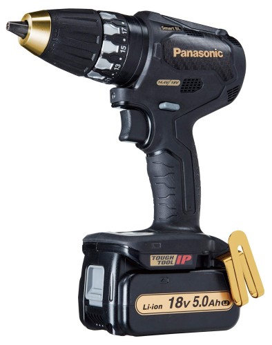 パナソニック(Panasonic) 申し受けるせん孔機１番ウッド EZ74A3 デュアル( 14.4V/18V相応う) 水道栓流行り物積み上げる IP56 18V大電気容量5.0Ah蓄電池容器に並べる×2個・申し受ける器・容れもの付 黒いことゴールド EZ74A3LJ2GT1