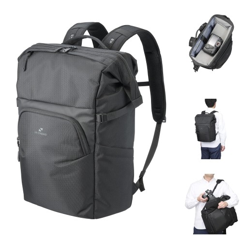 ハクバ カメラバッグ GW-STANDARD ダレス バックパック18 AZ ブラック がま口バッグ カメラリュック 18L サイドアクセス 背面開口 AMZSGWSD-BP18 4977187005240