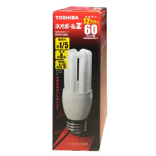 東芝 ネオどんぶり鉢Z 白熱電球形螢光照明ランプ EFD12EL 白熱電球60W形 白熱電球色 Ｄ形 ３波長形白熱電球色