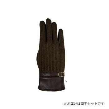 婦人用手袋 羊革コンビ手袋 22cm ダークブラウン(3) 001317221