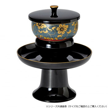 高茶台セット 九谷焼茶碗付 4.5寸 黒(フチ金)/青粒鉄仙 530745027w091