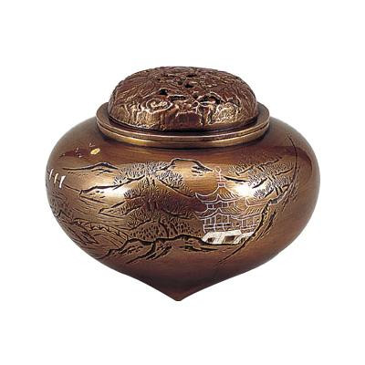 高岡銅器　香炉　名平型楼閣山水香炉 山吹色 129-07 88,028円