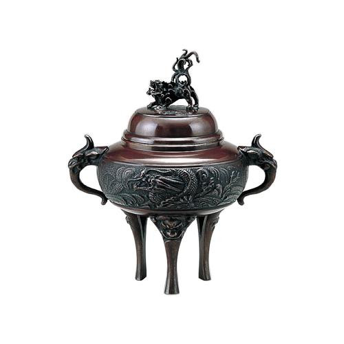 楽天市場】高岡銅器 香炉 龍地紋香炉 小 徳色 : お香・線香・香木の