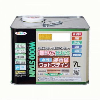 アサヒペン　木部塗料　水性強着色ウッドステイン　7L　パイン　防カビ　防虫　防藻　撥水