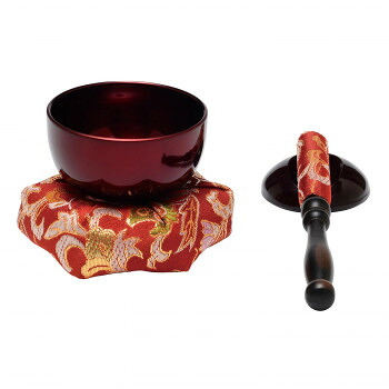 飛鳥りんセット りん2.0寸/りん棒4.0寸 六角布団2.5寸エンジ/茜 59g325D6m8095｜ライフ＆ビューティ
