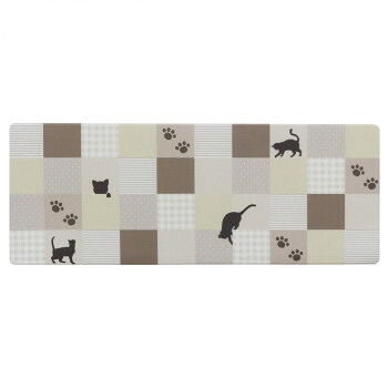 カキウチ キャットシェイプ PVC キッチンマット ベージュ 45×120cm