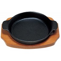 鉄皿　ステーキ皿　深丸型　鉄皿　17cm(木台付)　YA3-76-29＆30