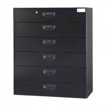 豊國工業 壁面収納庫深型ラテラル6段 ブラック HOS-L6X-B CN-10色(ブラック)