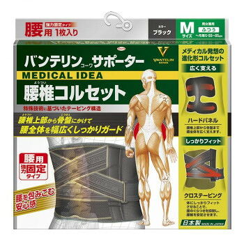 興和(コーワ) バンテリンコーワ 腰椎コルセット 男女兼用 ブラック　ふつうMサイズ 16個セット