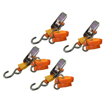 4本セット ラッシングベルト Sフック ベルト 幅25mm 固定側0.5m 巻側5m rb-sh-25-0505-4p 21個セット