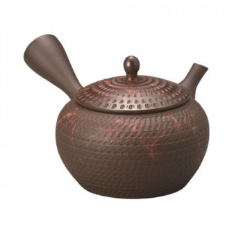 玉光茶茜絞りビリ印籠急須 290竓 Y-61 キッチン用品・食器・調理器具-コーヒー・お茶用品-急須
