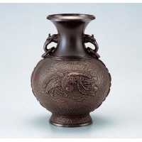 竹中銅器　銅製花瓶　真峰作　ダルマ鳳凰地紋　81-08｜ライフ＆ビューティ 40,226円