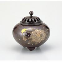 竹中銅器 124-09 彫金続きもの 香炉 平丸 名取り草