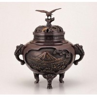 竹中銅器 香炉 竹翁斎作 壱不二弐鷹参茄 120-05
