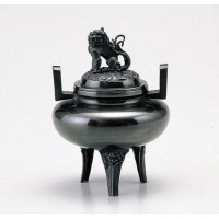 竹中銅器 香炉 平丸百獣の王蓋 123-01