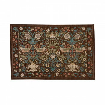 川島織物セルコン Morris Design Studio イチゴドロボウ マット 約60×90cm FH1709A BR ブラウン