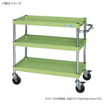 サカエ CSパールワゴン中量タイプ ダブルストッパー仕様 グリーン CSP-7573DSE