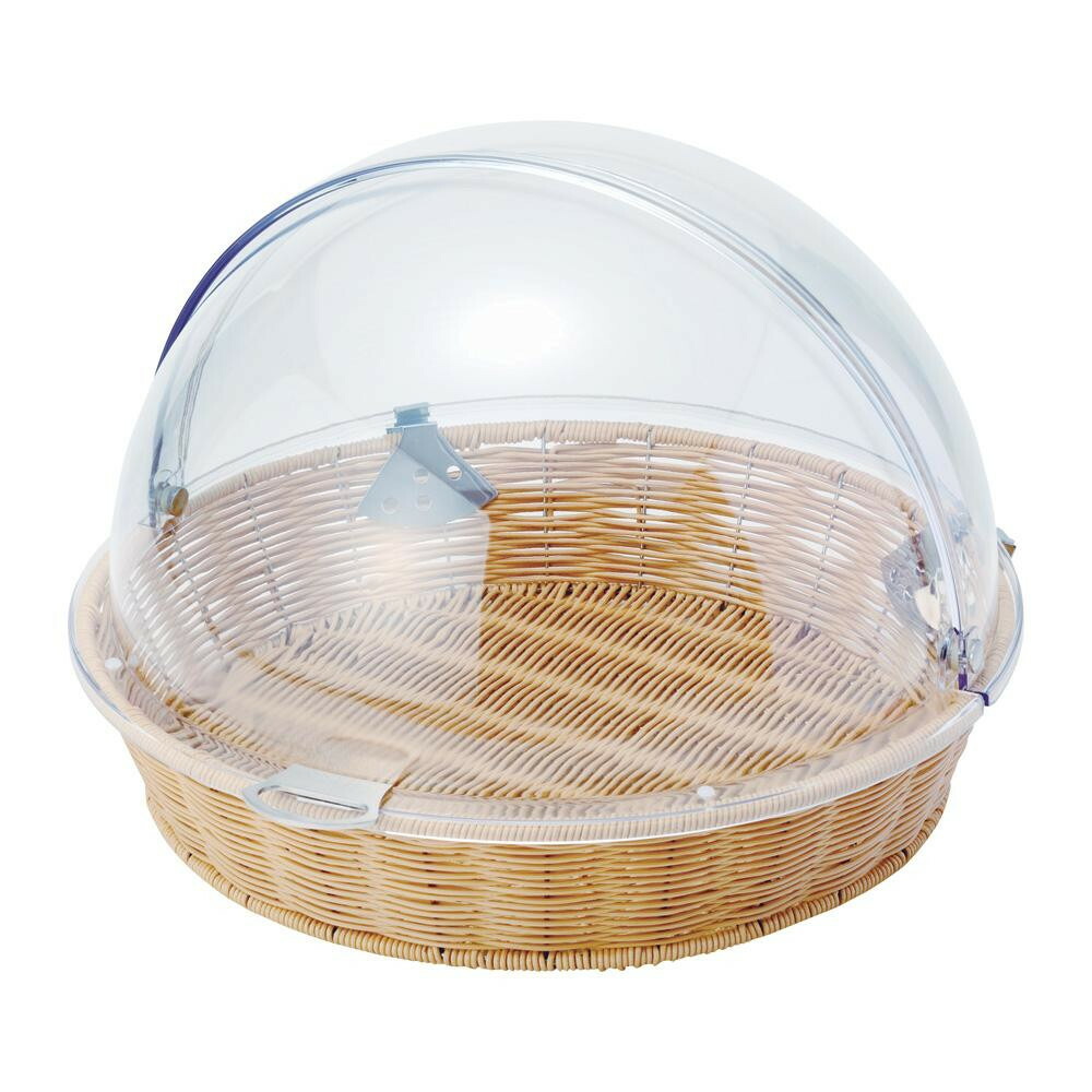 PP Rattan PPラタン パン屋提げ篭 丸型47型 半回転させるポリカーボネイトカバー付 象牙色 BB-413-IV 01541348