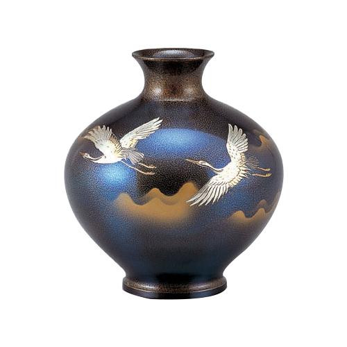 高岡銅器 銅製花瓶　伊井富雄作　福丸形　鶴　95-10｜ライフ＆ビューティ