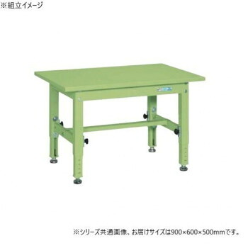 サカエ 中量高さ調整作業台TKT5タイプ スチール天板 900&times;600&times;500mm グリーン TKT5-096S｜ライフ＆ビューティ