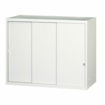 壁面収納家具/D:450・ホワイトタイプ 引違スチール戸(3枚戸) H720 棚板1枚付 ALPSホワイト色 COM-UASS-W7｜ライフ＆ビューティ
