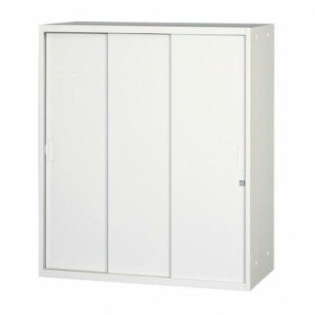 壁面収納家具/D:450・ホワイトタイプ 引違スチール戸(3枚戸) H1050 棚板2枚付 ALPSホワイト色 COM-UASS-W11