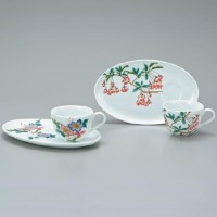 九谷焼 ありの実優勝杯＆平円盤 二趣 AP2-1239 コーヒー・お茶用品-キッチン用品・食器・調理器具-カップ＆ソーサー